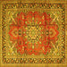 Square Medallion Yellow Traditional Rug, tr4359yw