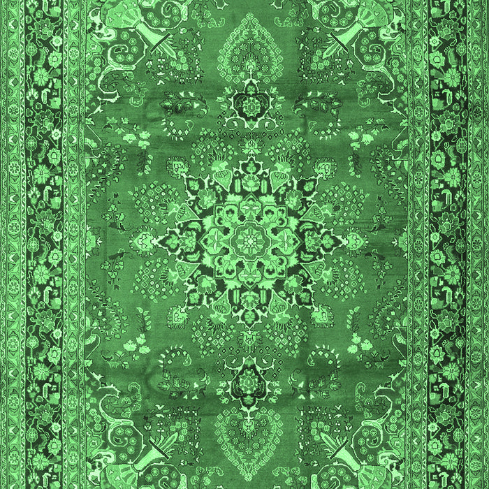 Machine Washable Medallion Emerald Green Traditional Area Rugs, wshtr4359emgrn