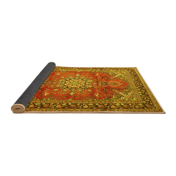 Sideview of Medallion Yellow Traditional Rug, tr4359yw