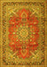 Machine Washable Medallion Yellow Traditional Rug, wshtr4359yw