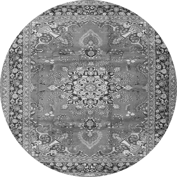 Machine Washable Medallion Gray Traditional Rug, wshtr4359gry