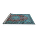 Sideview of Machine Washable Medallion Light Blue Traditional Rug, wshtr4359lblu