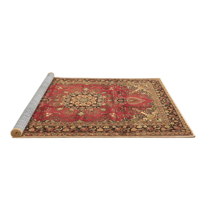 Sideview of Machine Washable Medallion Brown Traditional Rug, wshtr4359brn