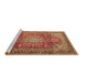 Sideview of Machine Washable Medallion Brown Traditional Rug, wshtr4359brn