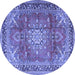 Round Medallion Blue Traditional Rug, tr4359blu