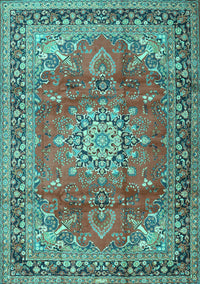 Medallion Turquoise Traditional Rug, tr4359turq