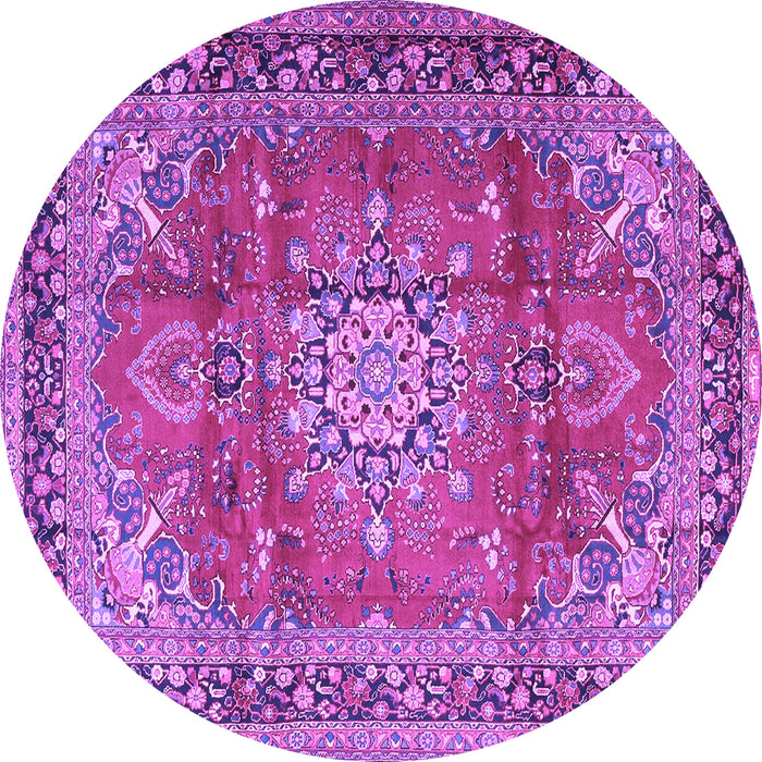 Round Medallion Purple Traditional Rug, tr4359pur