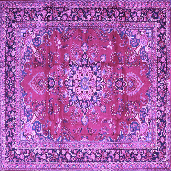 Square Machine Washable Medallion Purple Traditional Area Rugs, wshtr4359pur