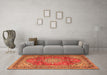 Machine Washable Medallion Orange Traditional Area Rugs in a Living Room, wshtr4359org