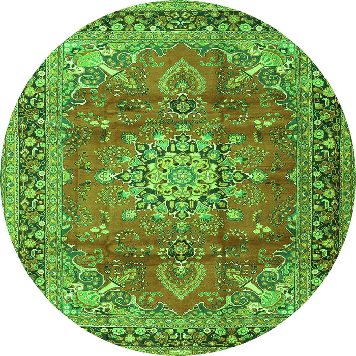 Square Medallion Green Traditional Rug, tr4359grn