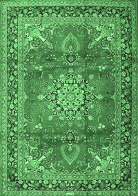 Medallion Emerald Green Traditional Rug, tr4359emgrn