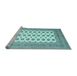 Sideview of Machine Washable Persian Light Blue Traditional Rug, wshtr435lblu