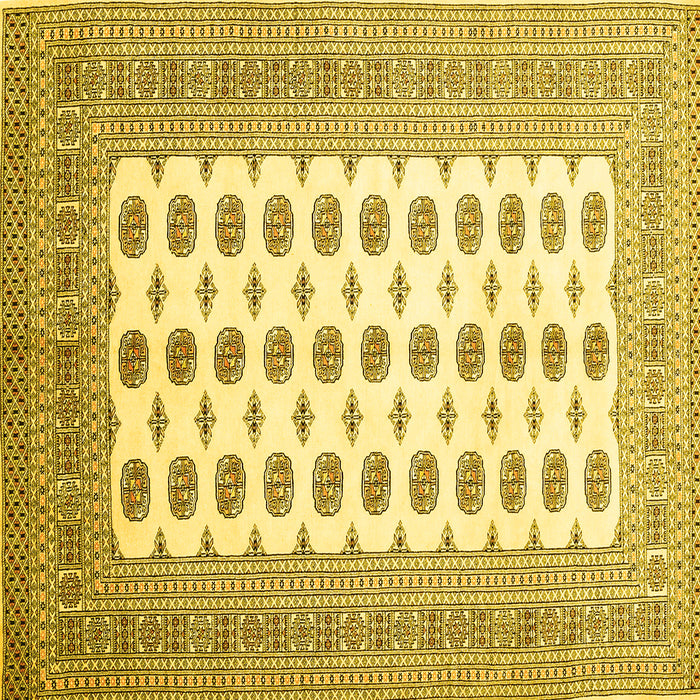 Square Machine Washable Persian Yellow Traditional Rug, wshtr435yw