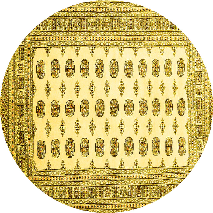 Round Machine Washable Persian Yellow Traditional Rug, wshtr435yw