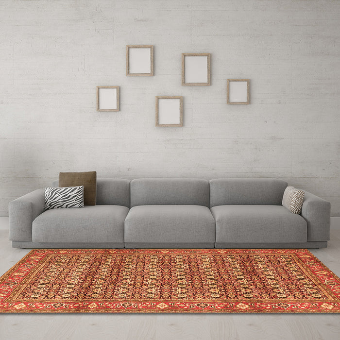 Machine Washable Persian Orange Traditional Area Rugs in a Living Room, wshtr4360org