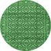 Round Machine Washable Persian Emerald Green Traditional Area Rugs, wshtr4360emgrn