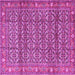 Square Machine Washable Persian Pink Traditional Rug, wshtr4360pnk