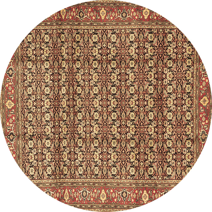 Round Persian Brown Traditional Rug, tr4360brn