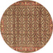 Round Persian Brown Traditional Rug, tr4360brn