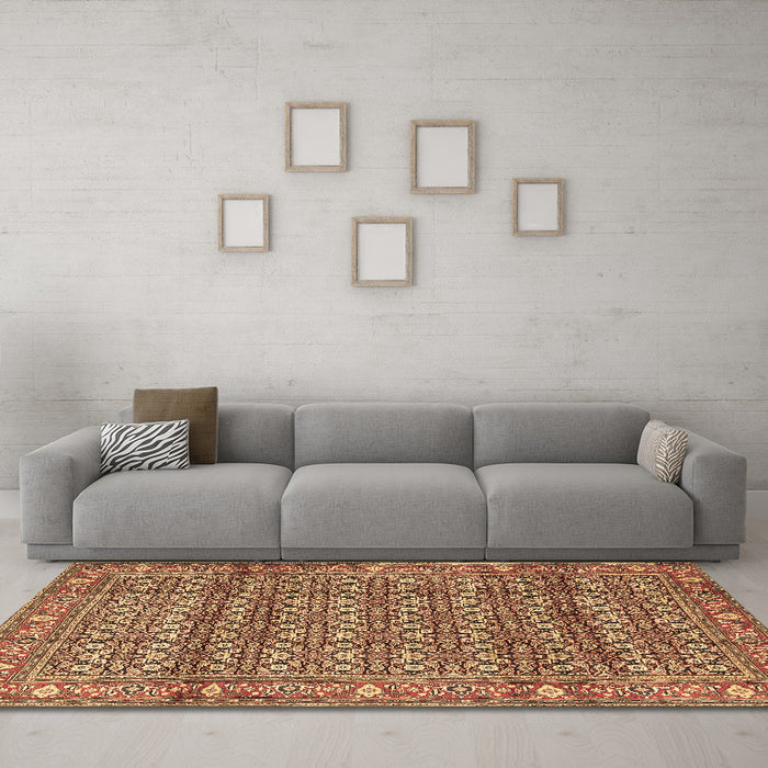 Machine Washable Persian Brown Traditional Rug in a Living Room,, wshtr4360brn