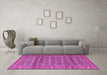 Machine Washable Persian Pink Traditional Rug in a Living Room, wshtr4360pnk