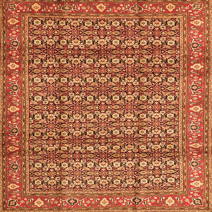 Round Machine Washable Persian Orange Traditional Area Rugs, wshtr4360org