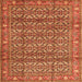 Round Machine Washable Persian Orange Traditional Area Rugs, wshtr4360org