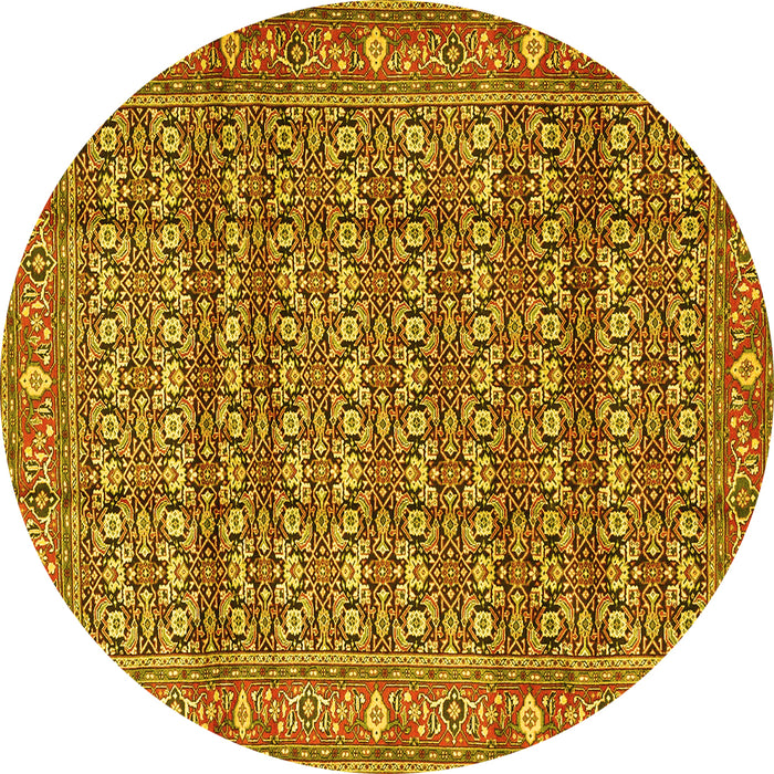 Round Persian Yellow Traditional Rug, tr4360yw