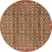 Round Machine Washable Persian Brown Traditional Rug, wshtr4360brn