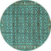 Round Machine Washable Persian Turquoise Traditional Area Rugs, wshtr4360turq