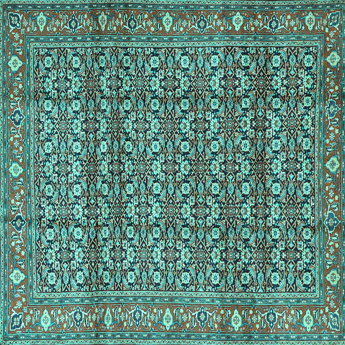 Square Machine Washable Persian Turquoise Traditional Area Rugs, wshtr4360turq