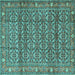 Square Machine Washable Persian Turquoise Traditional Area Rugs, wshtr4360turq