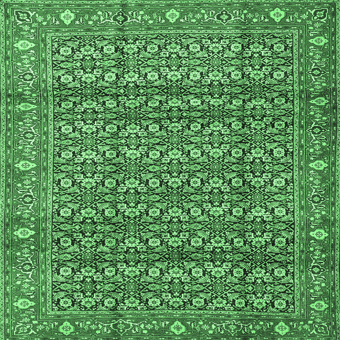 Square Machine Washable Persian Emerald Green Traditional Area Rugs, wshtr4360emgrn