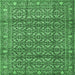 Square Machine Washable Persian Emerald Green Traditional Area Rugs, wshtr4360emgrn