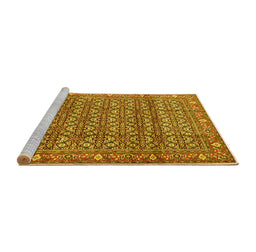Sideview of Machine Washable Persian Yellow Traditional Rug, wshtr4360yw