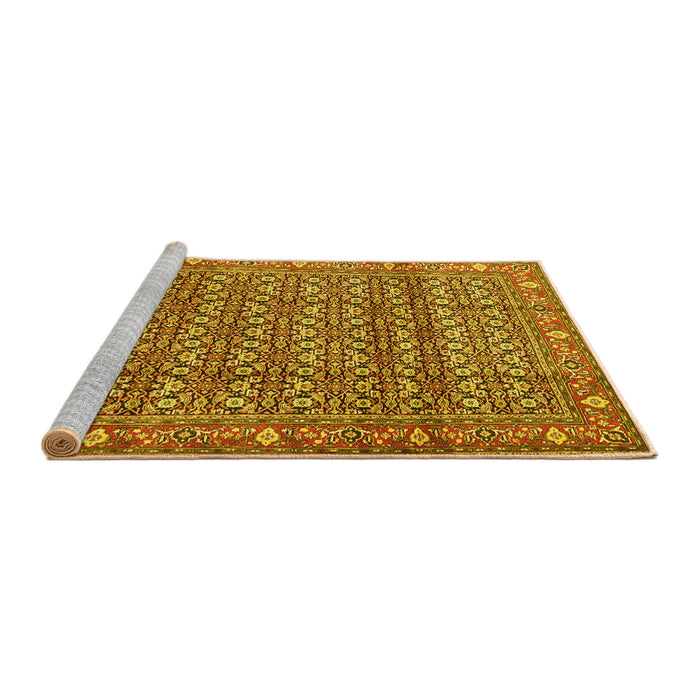 Sideview of Machine Washable Persian Yellow Traditional Rug, wshtr4360yw