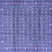 Square Machine Washable Persian Blue Traditional Rug, wshtr4360blu