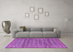 Machine Washable Persian Purple Traditional Area Rugs in a Living Room, wshtr4360pur