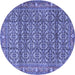 Round Machine Washable Persian Blue Traditional Rug, wshtr4360blu