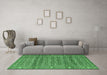 Machine Washable Persian Emerald Green Traditional Area Rugs in a Living Room,, wshtr4360emgrn