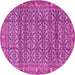 Round Machine Washable Persian Pink Traditional Rug, wshtr4360pnk