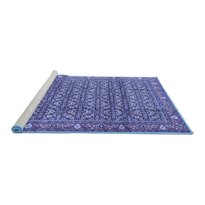 Sideview of Machine Washable Persian Blue Traditional Rug, wshtr4360blu