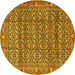 Round Machine Washable Persian Yellow Traditional Rug, wshtr4360yw