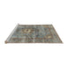 Sideview of Machine Washable Traditional Sage Green Rug, wshtr4361