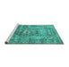 Sideview of Machine Washable Persian Turquoise Traditional Area Rugs, wshtr4361turq