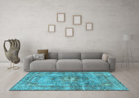 Machine Washable Persian Light Blue Traditional Rug, wshtr4361lblu