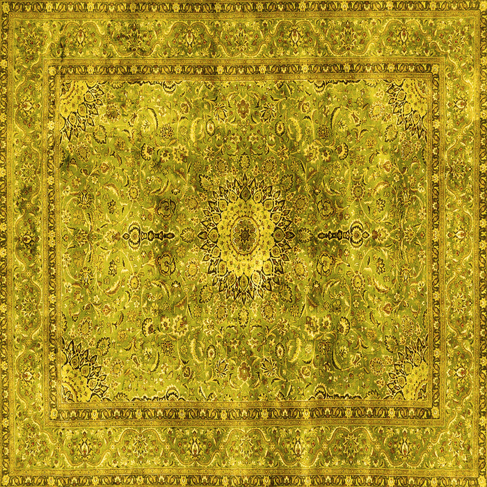 Square Machine Washable Persian Yellow Traditional Rug, wshtr4361yw