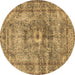 Round Persian Brown Traditional Rug, tr4361brn