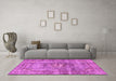 Machine Washable Persian Pink Traditional Rug in a Living Room, wshtr4361pnk