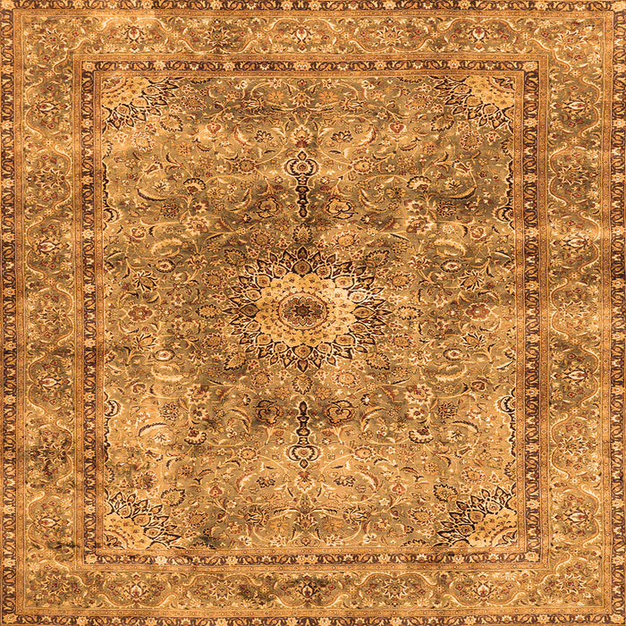 Round Machine Washable Persian Orange Traditional Area Rugs, wshtr4361org